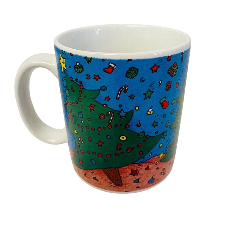 Unbranded Christmas Tree Mug Unisex OS Blue Whimsical Holiday Ceramic Coffee Cup